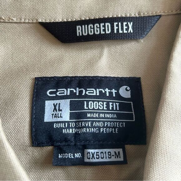 CARHARTT Coveralls Rugged Flex Canvas Loose Fit Durable Dark Khaki Size XL Tall - Picture 4 of 5